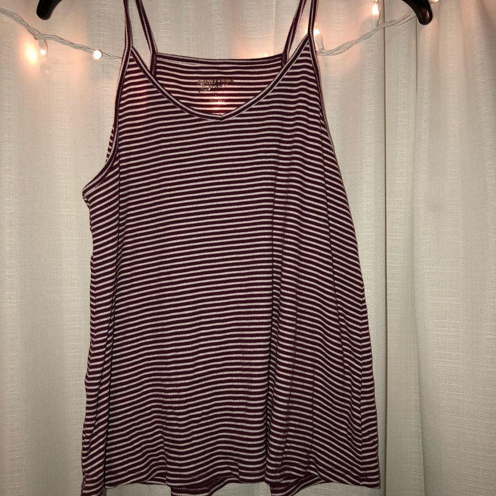 Maroon Striped Tank Top